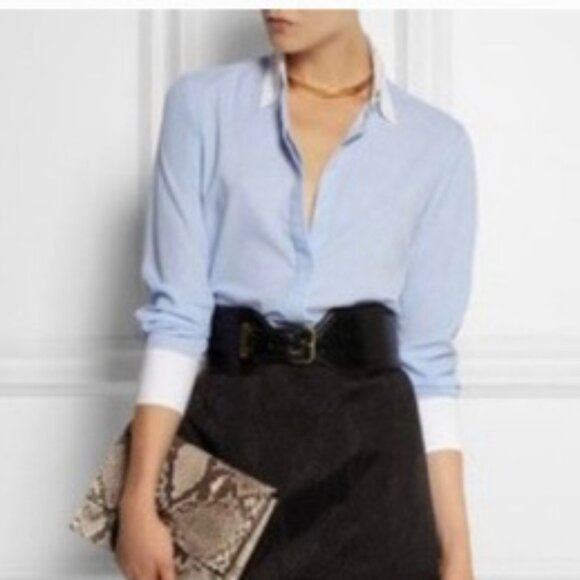 NEW! Altuzarra x Target Collab Pinstripe Blue White Striped Shirt Blouse Top XS - Picture 3 of 10